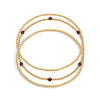 3 gold filled beaded bracelets with one having garnet gemstones