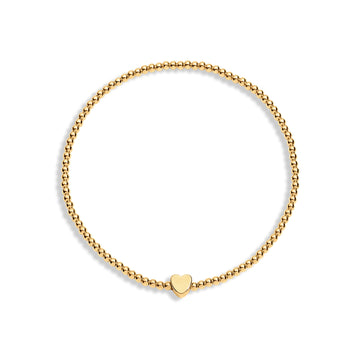 gold filled bead bracelet with a gold heart