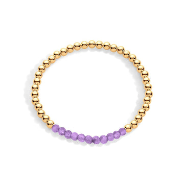 Gold filled beaded bracelet with amethyst gemstones