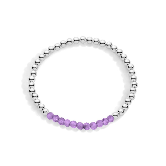 Sterling silver beaded bracelet with amethyst gemstones