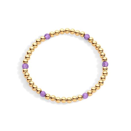 Gold filled beaded bracelet with amethyst gemstones