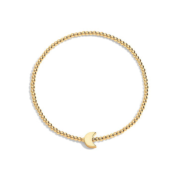 Gold filled beaded bracelet with gold moon charm