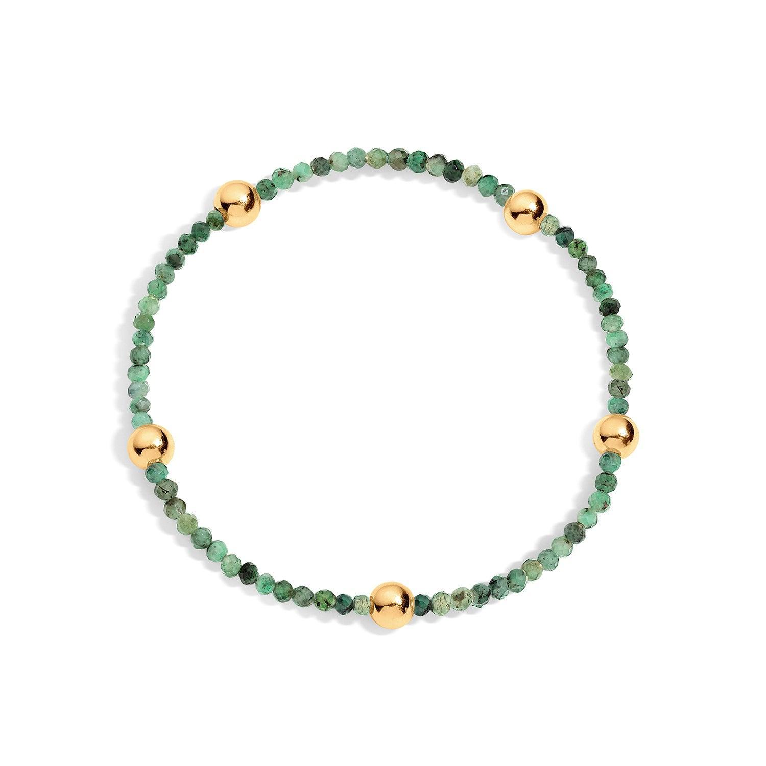 Emerald gemstone bracelet with gold filled beads