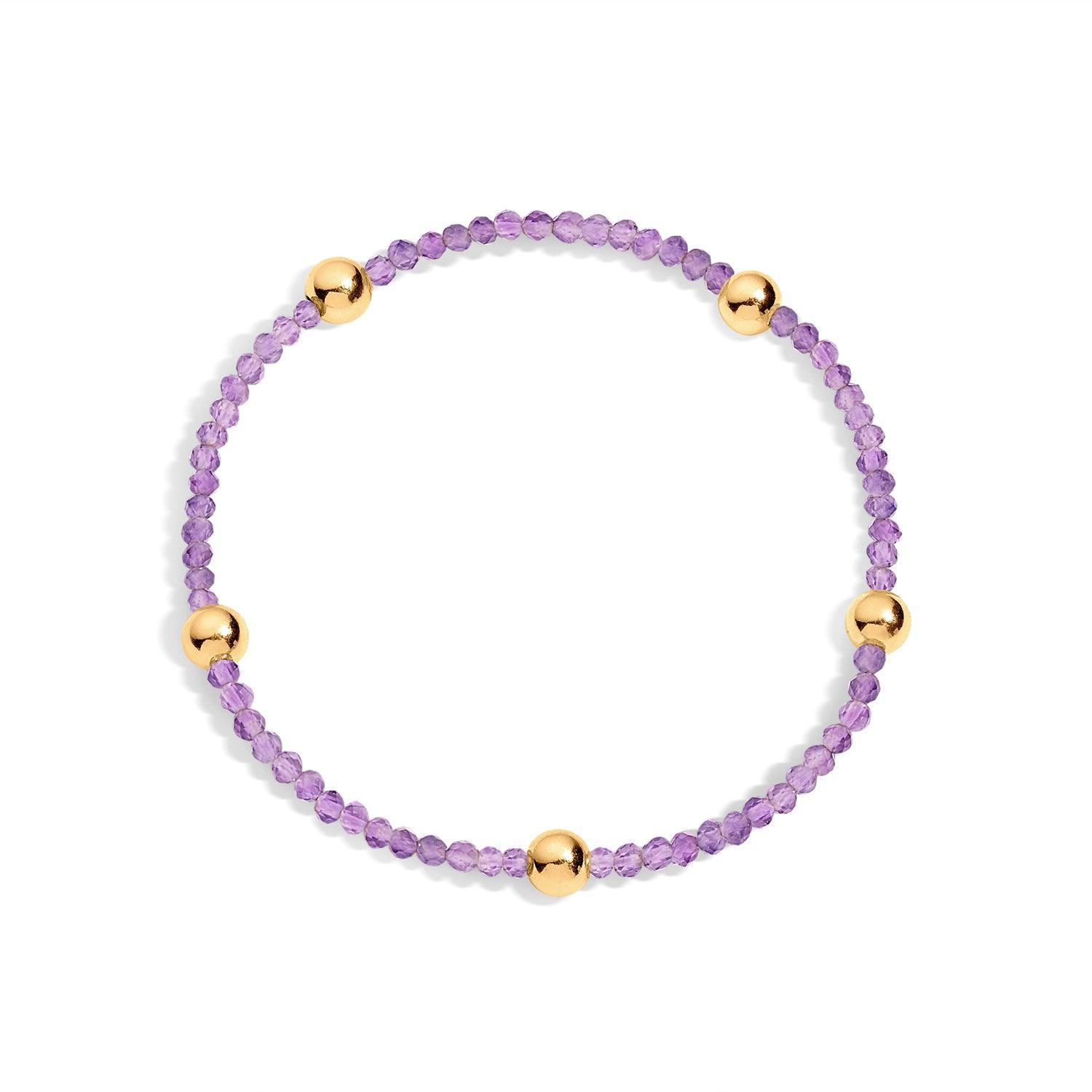 Amethyst gemstone beaded bracelet and gold filled beads