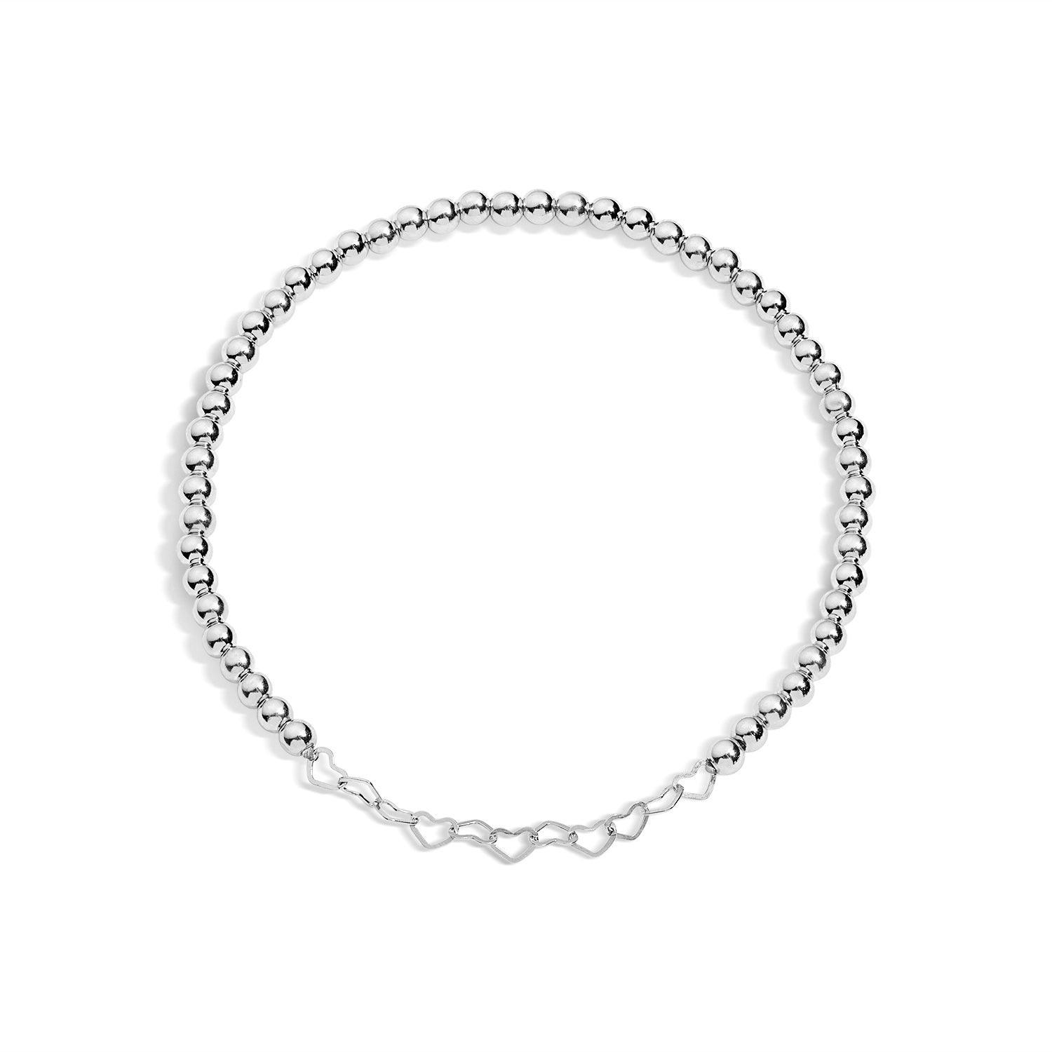 Sterling Silver bracelet with sterling silver hearts