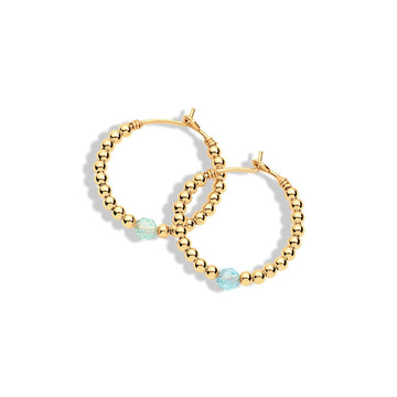 Gold filled beaded earrings and aquamarine gemstone