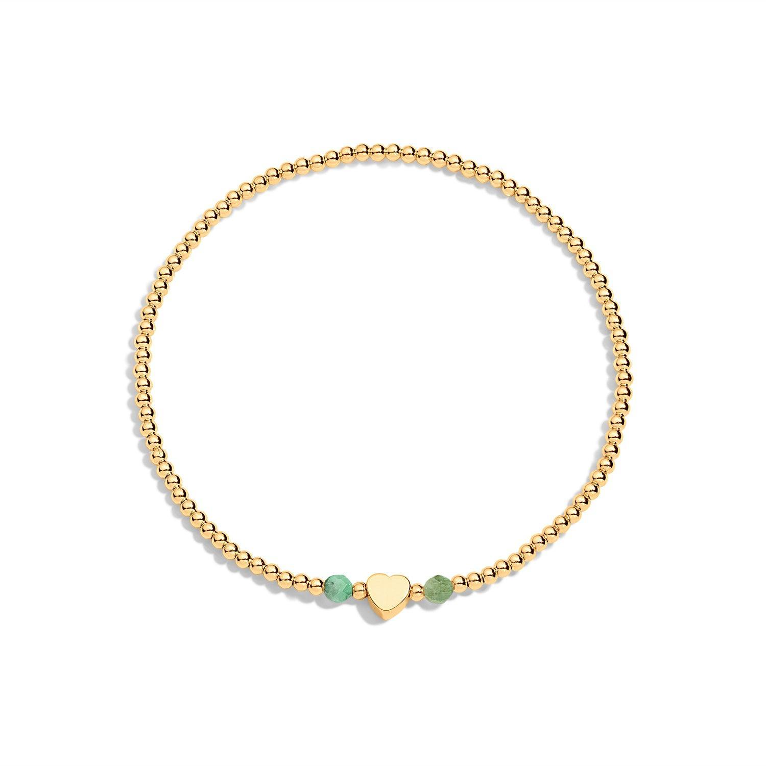 gold filled bracelet with green gemstone