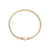 gold bracelet with 2 pink tourmaline gemstones