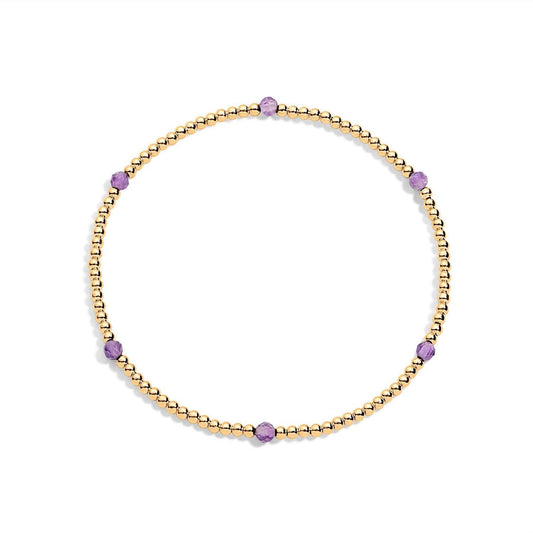 Gold filled beaded bracelet and amethyst gemstones