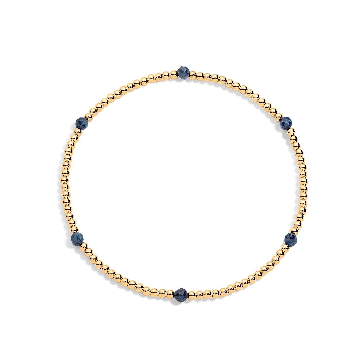 Gold filled beaded bracelet and sapphire gemstones