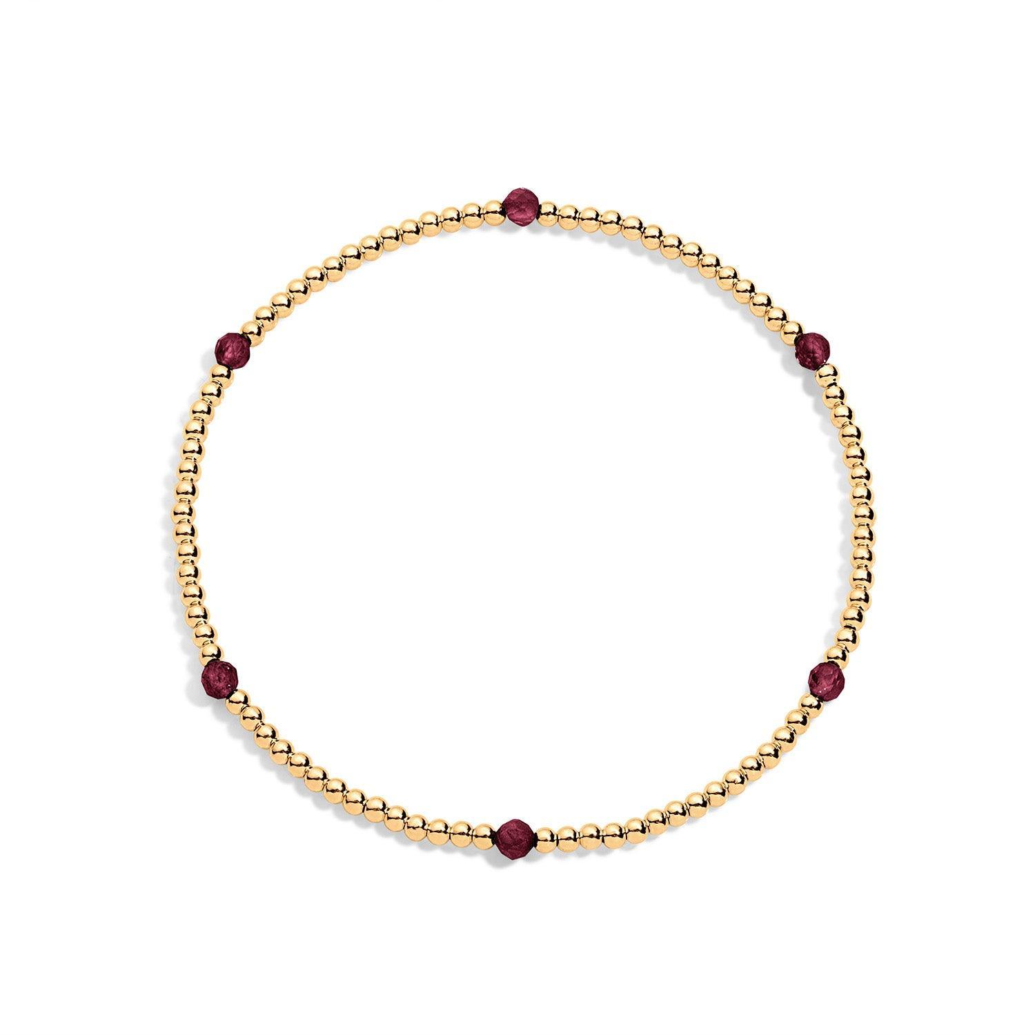 Gold filled beaded bracelet and garnet gemstones