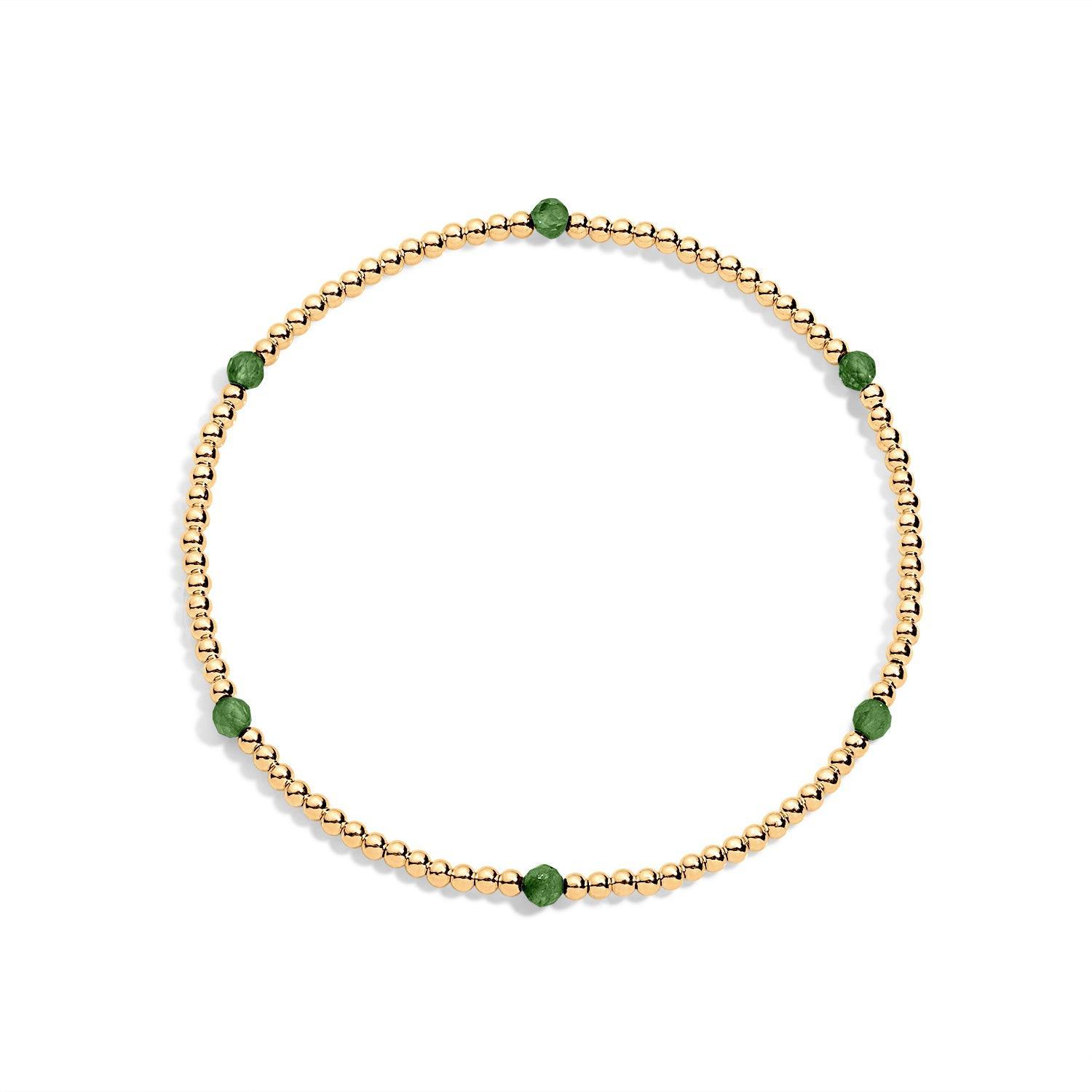 Gold filled beaded bracelet and emerald gemstones