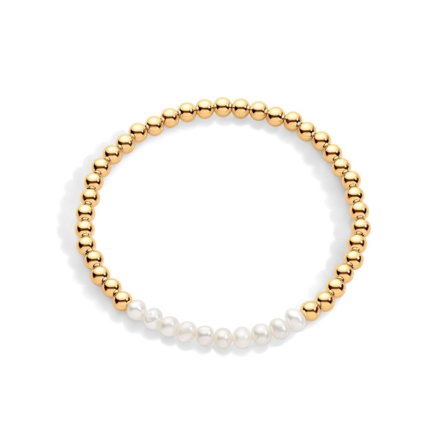 Gold filled beaded bracelet with pearls